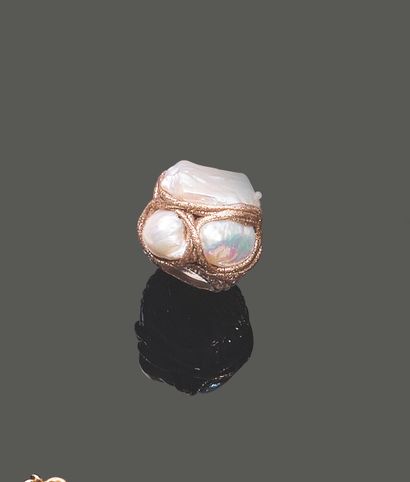 Importante bague en argent (800), ornée de...