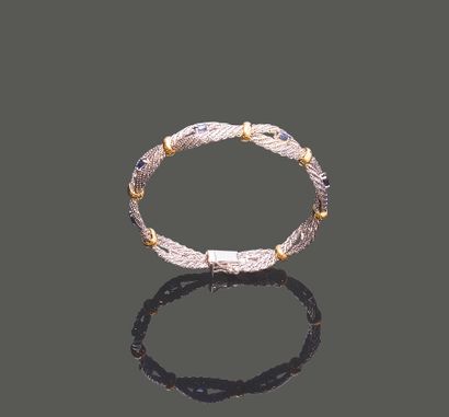 Bracelet en or jaune et or gris 18K (750),...