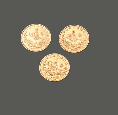 EMPIRE OTTOMAN. Trois pièces de cent kurush...