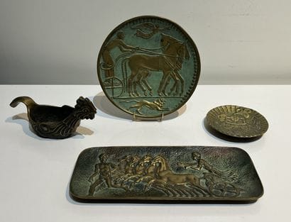 Max LE VERRIER. Ensemble de bronzes : vide-poche...
