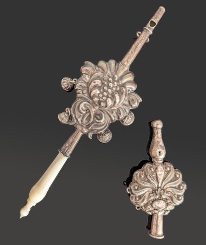 Silver (925) child's whistle rattle, the...