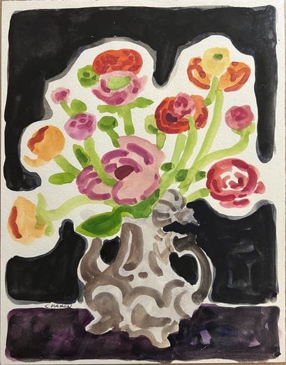 Guy CHARON (1927-2021): BOUQUET OF RENONCULES...