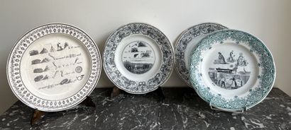 Set of eighteen earthenware dessert plates...