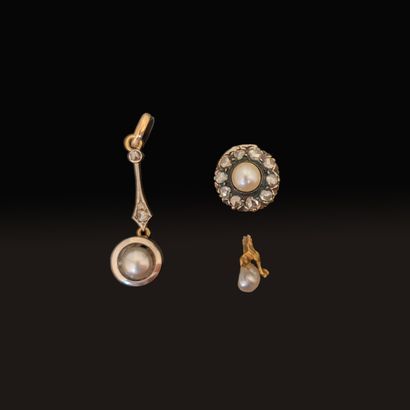 Set in 18K (750) yellow and white gold: pendant...