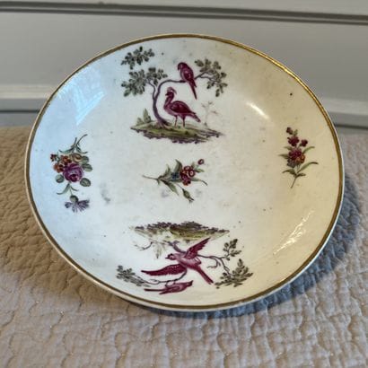 Porcelain dish with polychrome decoration...