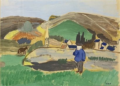 Gabriel LAURIN (1901-1973): FARMER AND HORSE...