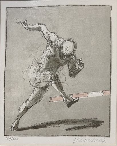 Claude WEISBUCH (1927-2014): HURDLER. Lithograph...