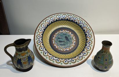 GOUDA. Large glazed ceramic bowl, the center...