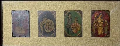 Iran qajar. Suite de quatre cartes à jouer...
