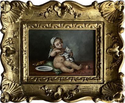 Eugène DEULLY (1860-1933): GIRL FEEDING A...