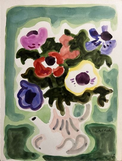 Guy CHARON (1927-2021): BOUQUET OF ANEMONES...