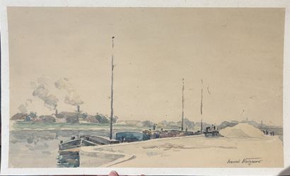 Henri NOIZEUX (1871- ?) : PENICHES A QUAI....