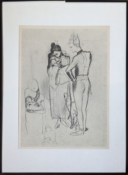 Set of framed pieces: photograph of an animated...