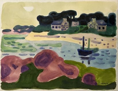 Guy CHARON (1927-2021): BRETON BEACH. Watercolor,...