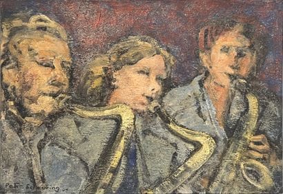 Petra SCHERUNG*** : THE SAXO FAMILY. Gouache...