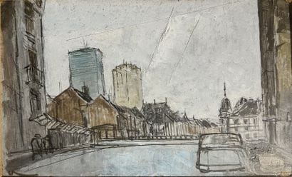 20th century FRENCH SCHOOL: VUE D'UNE VILLE...