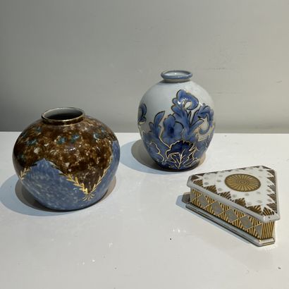 Camille THARAUD. Porcelain ovoid vase decorated...