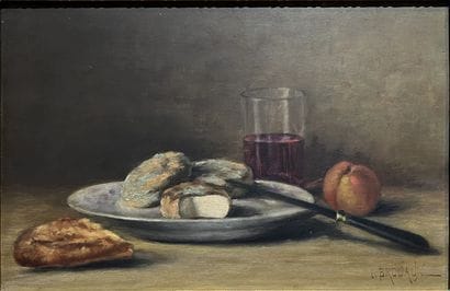 BROUAUX***: STILL LIFE. Oil on panel, signed...