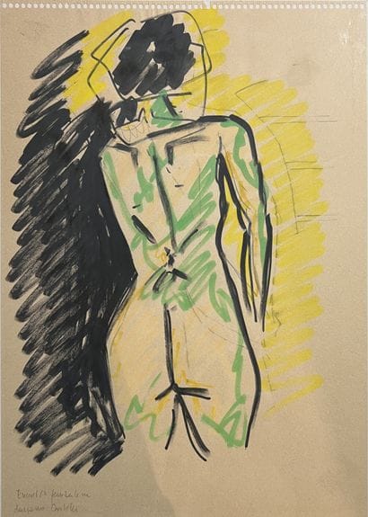 MODERN SCHOOL: NUDE BACK. Felt pen, watercolor...