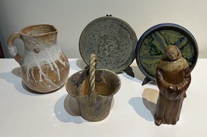 Set of flamed stoneware: - DENBAC. Bottle...