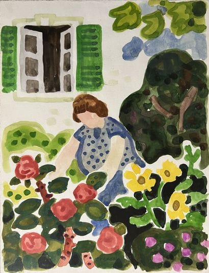 Guy CHARON (1927-2021): WOMAN IN THE GARDEN....