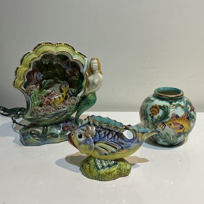 CERART Monaco. Set of three polychrome enamelled...