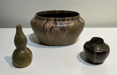 Jean POINTU (1843-1925). Set of three glazed...