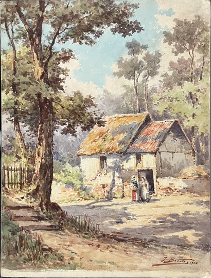 Henri NOIZEUX (1871- ?) : PENICHES A QUAI....
