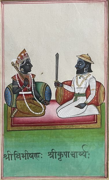 Suite of four Indian paintings depicting...