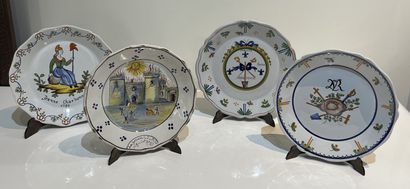 Four earthenware plates with revolutionary...
