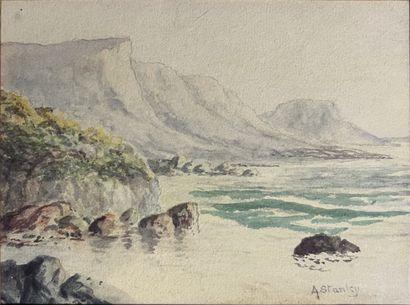 A. STANLEY***: SEASIDE. Watercolor, signed...
