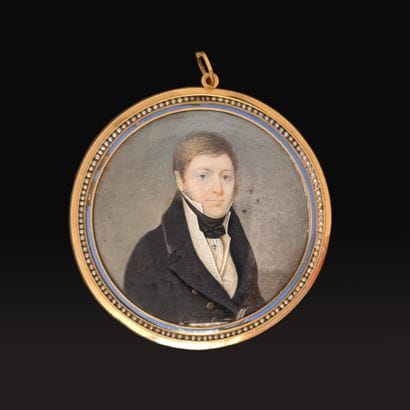 Miniature ronde représentant un homme en...