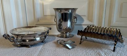Silver-plated metal set including: an asparagus...