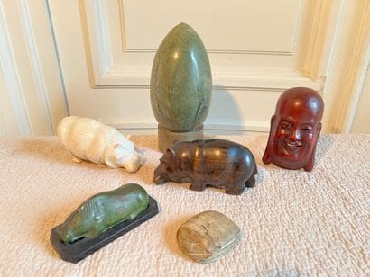 Set of travel souvenirs: two hippopotamuses...