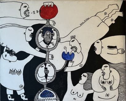 Sara PICAZO (b. 1971): PEOPLE. Acrylic on...