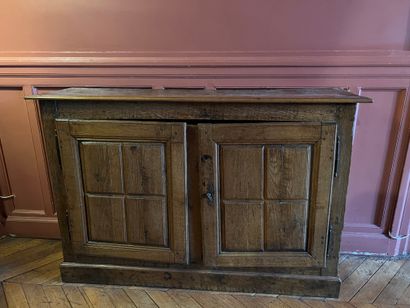 Petit buffet bas rustique en chêne et bois...