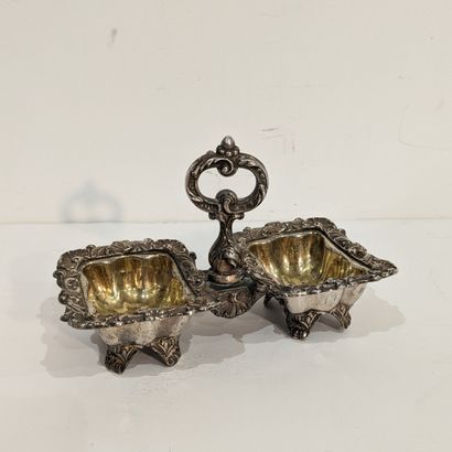 Double silver-plated saleron with rocaille...