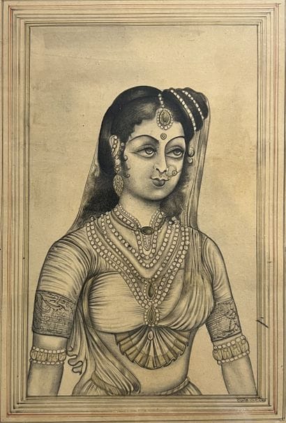 INDIAN SCHOOL: PORTRAIT OF A BUST WOMAN....