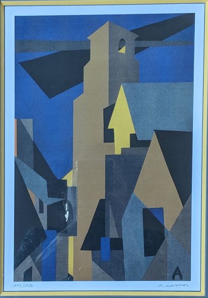 Set of framed pieces: photograph of an animated...