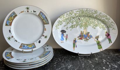 Suite of five dinner plates and one large...