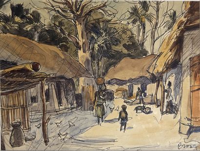 Charles BROUTY (1897-1984) : AFRICAN VILLAGE....