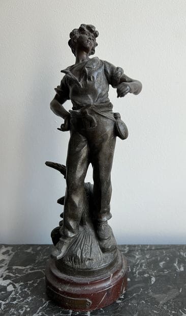 D'après Auguste MOREAU. Faucheur. Statuette...