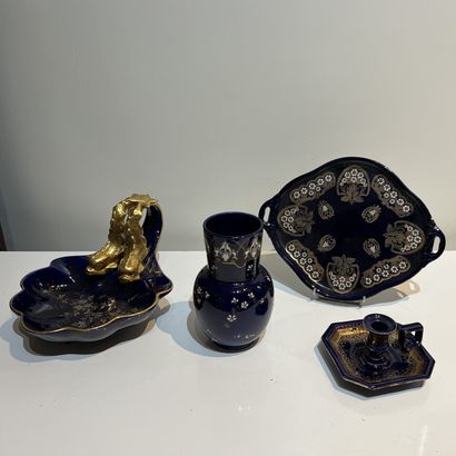 Blue and gold glazed earthenware: polylobed...