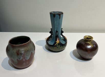 Set: Henri CHAUMEIL (1877-1944). Small enameled...