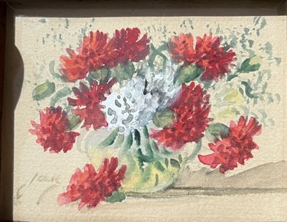 JAN***: FLOWERS IN A VASE. Pair of watercolors...