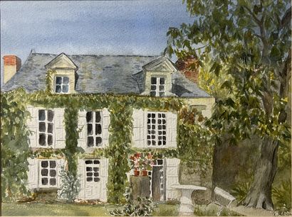 Jean ROQUE***: ON THE TERRACE. Pastel and...