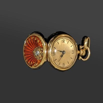 Very small collar-watch in 18K (750) yellow...