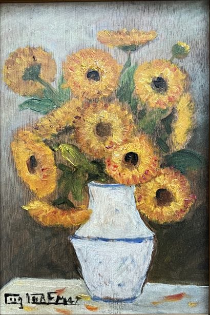 MODERN SCHOOL: FLOWERS IN A VASE. Oil on...
