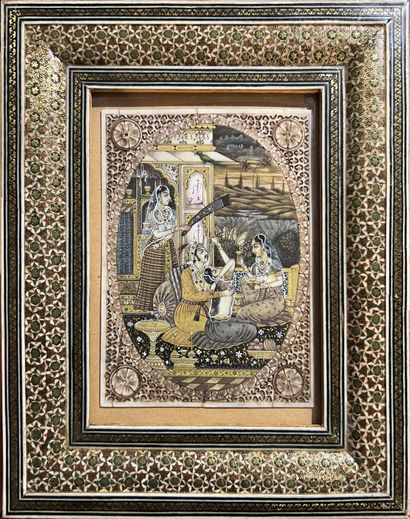 Indian miniature in gouache heightened with...