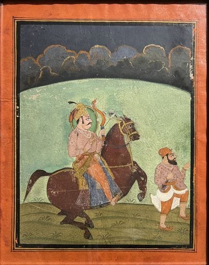 Large Mughal miniature depicting an archer...